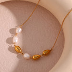 Minimalist Freshwater Pearl Pendant Necklace with Pear Shaped Beads, Light Luxury Clavicle Chain