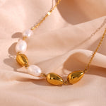 Minimalist Freshwater Pearl Pendant Necklace with Pear Shaped Beads, Light Luxury Clavicle Chain