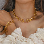 Bold Punk Clavicle Chain, Exaggerated Metallic Necklace and Bracelet for Women