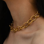 Bold Punk Clavicle Chain, Exaggerated Metallic Necklace and Bracelet for Women