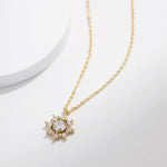 Gold Sunflower and Snowflake Pendant Clavicle Chain Necklace