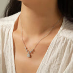 French Retro Design Necklace, Elegant Diamond Clavicle Chain