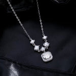 French Retro Design Necklace, Elegant Diamond Clavicle Chain