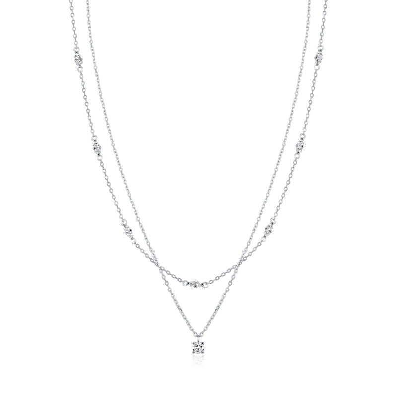 Luxury Niche Delicate Diamond Set Double Stacked Clavicle Chain