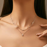 Luxury Niche Delicate Diamond Set Double Stacked Clavicle Chain