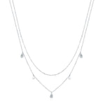 Women's Teardrop Pendant Double Layered Clavicle Chain Necklace