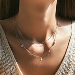 Women's Teardrop Pendant Double Layered Clavicle Chain Necklace