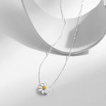 Delicately Crafted 3D Daisy Flower Silver Necklace, Sweet Feminine Daily Clavicle Chain with Romantic Charm