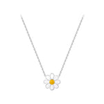 Delicately Crafted 3D Daisy Flower Silver Necklace, Sweet Feminine Daily Clavicle Chain with Romantic Charm