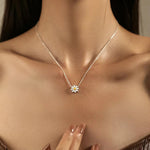 Delicately Crafted 3D Daisy Flower Silver Necklace, Sweet Feminine Daily Clavicle Chain with Romantic Charm