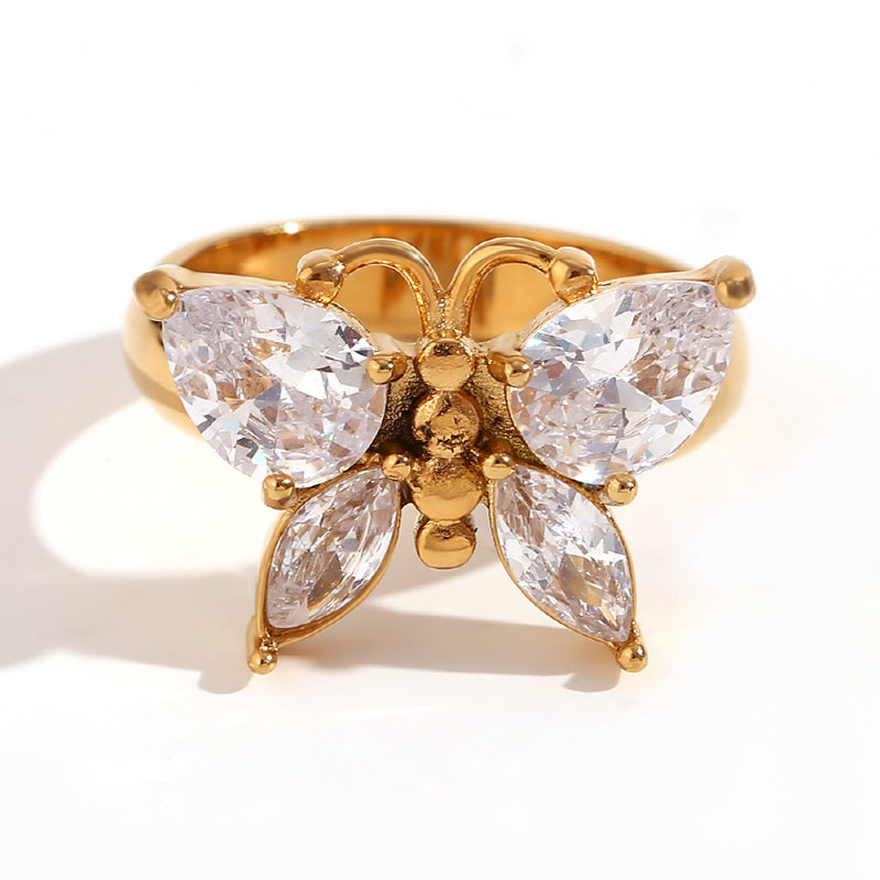 Cubic Zirconia Butterfly Ring, Elegant and Unique Hand Accessory