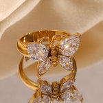 Cubic Zirconia Butterfly Ring, Elegant and Unique Hand Accessory