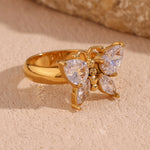 Cubic Zirconia Butterfly Ring, Elegant and Unique Hand Accessory