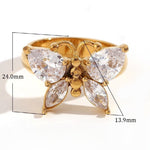 Cubic Zirconia Butterfly Ring, Elegant and Unique Hand Accessory