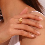 Elegant and Chic 18K Gold Plated Double Peach Heart Open Ring