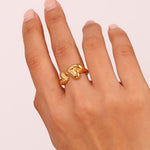 Elegant and Chic 18K Gold Plated Double Peach Heart Open Ring