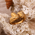 Elegant and Chic 18K Gold Plated Double Peach Heart Open Ring