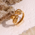 Elegant and Chic 18K Gold Plated Double Peach Heart Open Ring