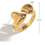 Elegant and Chic 18K Gold Plated Double Peach Heart Open Ring