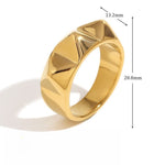 Trendy Edge, 18K Gold Plated Stainless Steel Punk Geometric Rivet Ring