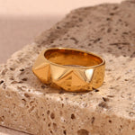 Trendy Edge, 18K Gold Plated Stainless Steel Punk Geometric Rivet Ring