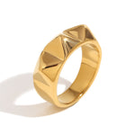 Trendy Edge, 18K Gold Plated Stainless Steel Punk Geometric Rivet Ring