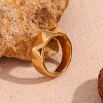 Trendy Edge, 18K Gold Plated Stainless Steel Punk Geometric Rivet Ring