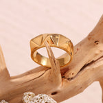 Trendy Edge, 18K Gold Plated Stainless Steel Punk Geometric Rivet Ring