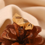 Trendy Edge, 18K Gold Plated Stainless Steel Punk Geometric Rivet Ring