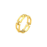 Chic and Modern 18K Gold Plated Stainless Steel Hollow Rectangular Chain Ring for Women