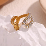 Chain Link and Rhinestone Open Ring, A Chic and Elegant Statement Piece