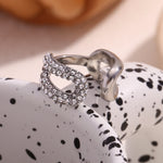 Chain Link and Rhinestone Open Ring, A Chic and Elegant Statement Piece