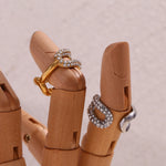 Chain Link and Rhinestone Open Ring, A Chic and Elegant Statement Piece