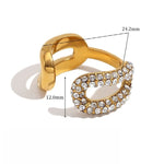 Chain Link and Rhinestone Open Ring, A Chic and Elegant Statement Piece