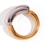 Modern 18K Gold Plated Titanium Steel Two Tone Bold Smile Ring