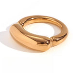 Modern 18K Gold Plated Titanium Steel Two Tone Bold Smile Ring