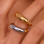 Modern 18K Gold Plated Titanium Steel Two Tone Bold Smile Ring