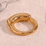 Modern 18K Gold Plated Titanium Steel Two Tone Bold Smile Ring