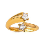 Elegant Stainless Steel Luxury Ring with Delicate Diamond Accents and A Lustrous Finish