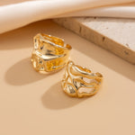 Chic Geometric Wide Open Ring 2-Piece Ring Set, Stylish Light Luxury Statement Jewelry