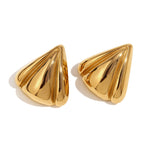 Fashion geometric niche temperament explosive earrings stainless steel triangle petal glossy stud earrings