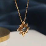 The sea of stars original design blue topaz necklace 925 sterling silver goldplated simple retro pendant