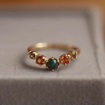 Dusk at sunset  light luxury black opal ring 925 sterling silver gold plated fanta stone retro open ring