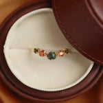 Dusk at sunset  light luxury black opal ring 925 sterling silver gold plated fanta stone retro open ring